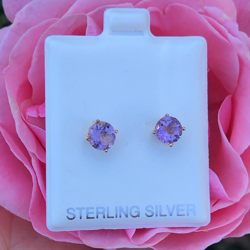 🔲Genuine AMETHYST STUDS 🔲 - Picture 1 of 6